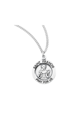 0.8" Saint Francis of Assisi Round Sterling Silver Medal