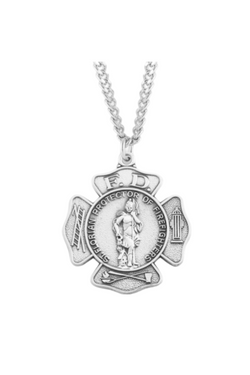 1.2" Saint Florian Sterling Silver Firefighter Medal
