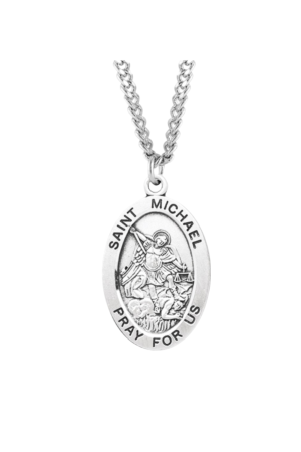 1.1" Saint Michael Archangel Oval Sterling Silver Medal – The ...