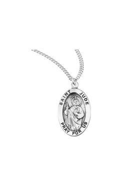 0.9" Patron Saint Jude Oval Sterling Silver Medal