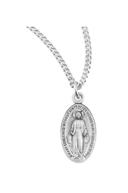 1.0" Sterling Silver Oval Miraculous Medal