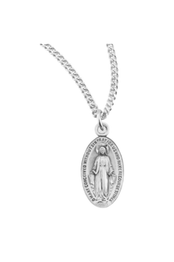 1.0" Sterling Silver Oval Miraculous Medal