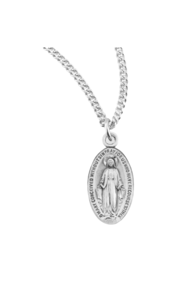 1.0" Sterling Silver Oval Miraculous Medal