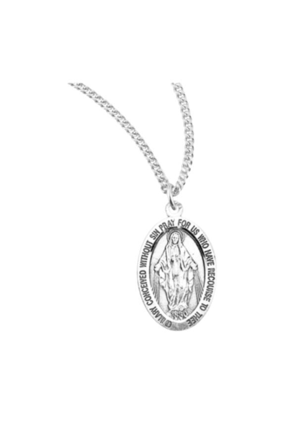 0.8" Sterling Silver Oval Miraculous Medal