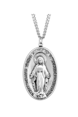 1.8" Sterling Silver Large Oval Miraculous Medal