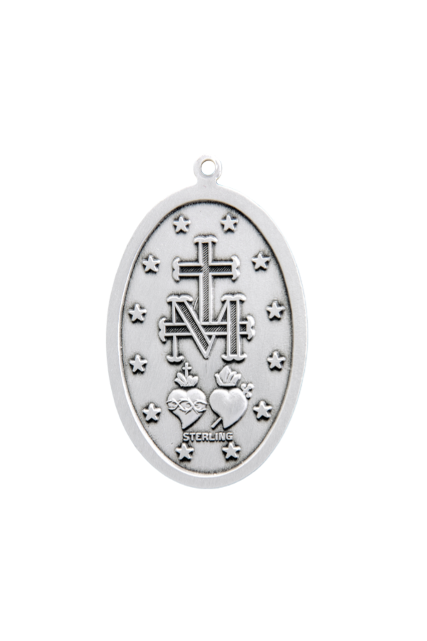 1.8" Sterling Silver Large Oval Miraculous Medal