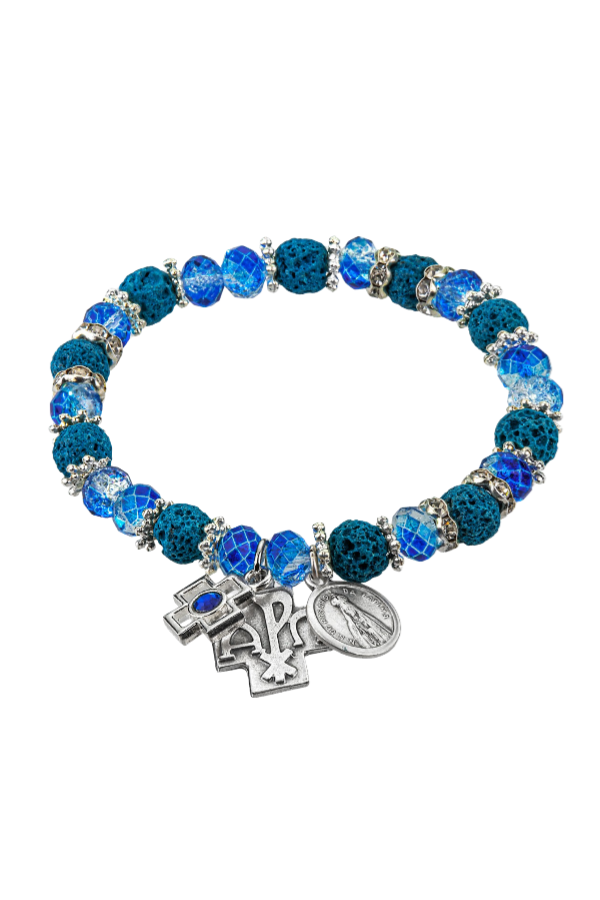 Our Lady of Fatima Blue Beads Bracelet