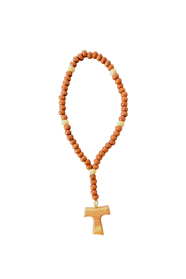 Tau Olive Wood Pocket Rosary