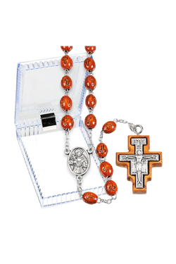 Franciscan Tau Wood Bead Rosary