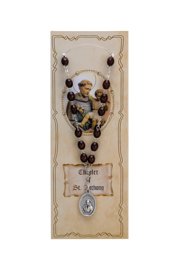 St. Anthony Wood Bead Chaplet