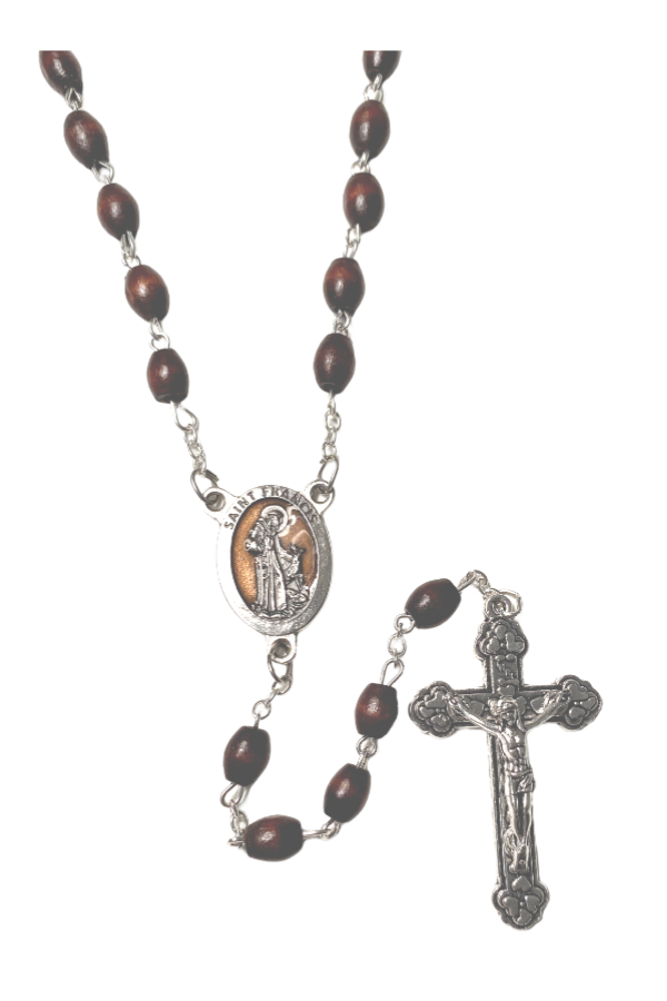 St. Francis Wood Bead Rosary