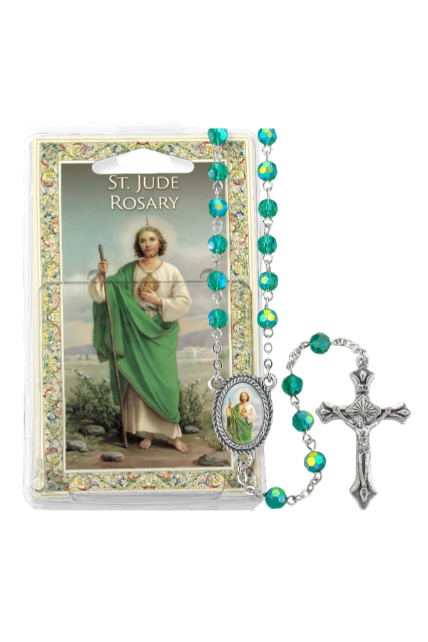 St. Jude Green Bead Specialty Rosary