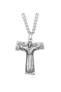1" Saint Francis of Assisi Tau Sterling Silver Cross Medal