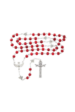 Holy Spirit Confirmation Red Marble Rosary