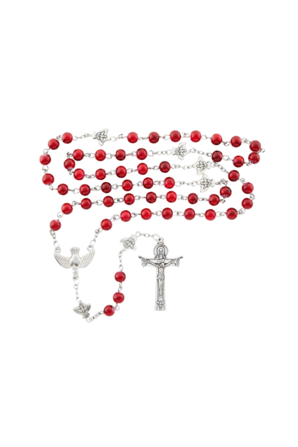 Holy Spirit Confirmation Red Marble Rosary