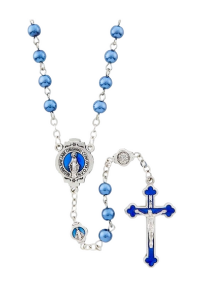 Blue Miraculous Medal Pearl Rosary – The Franciscan Store