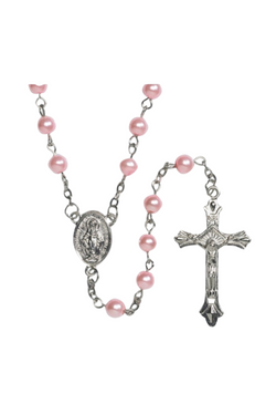 Pink Pearl Rosary with Case
