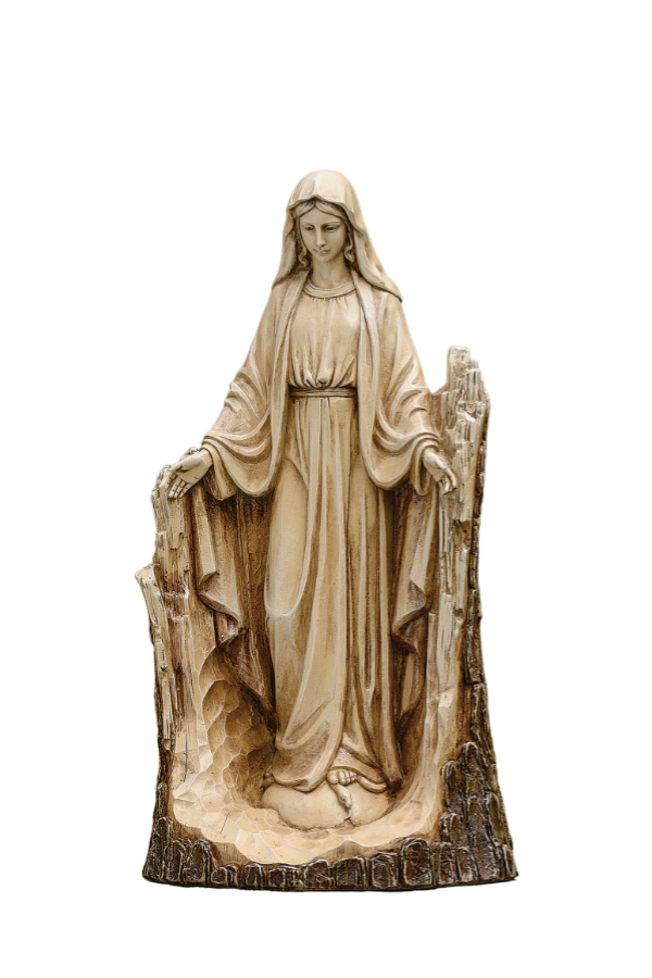 Carved Our Lady of Grace Garden Statue