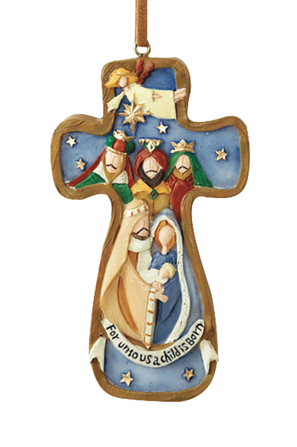 A Child Is Born Cross Ornament