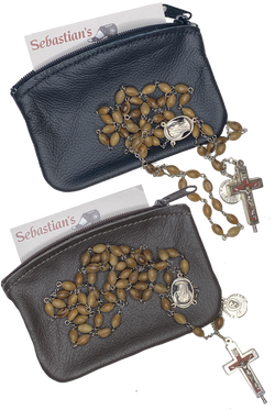 Large Rosary and Coin Pouch <br> Black or Brown