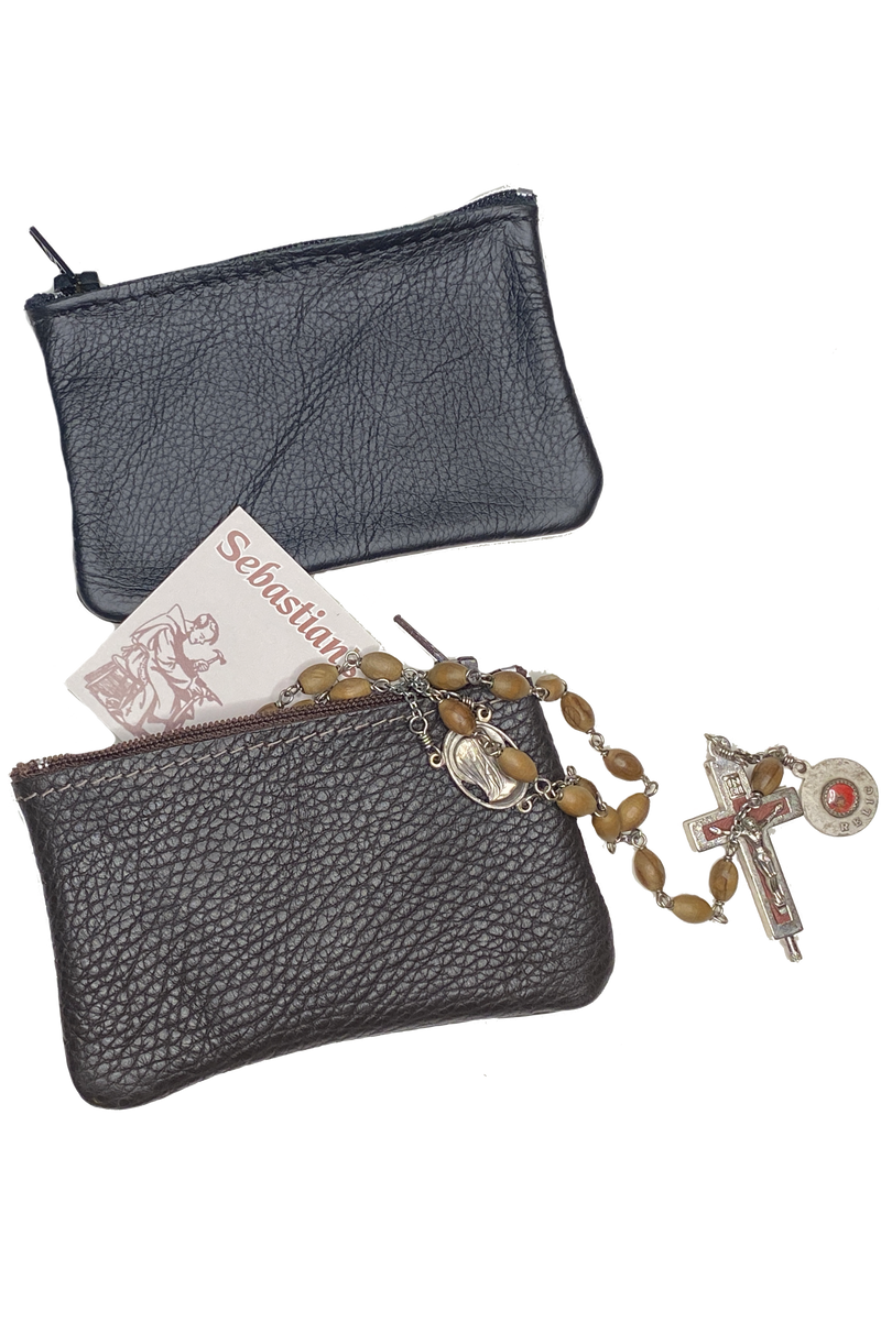 Large Rosary and Coin Pouch , Black or Brown