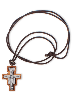 San Damiano Cross Pendant With Silver Corpus 1.5”
