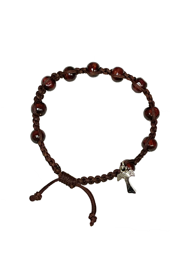 Adjustable Tau Cross Bracelet With Dark Beads