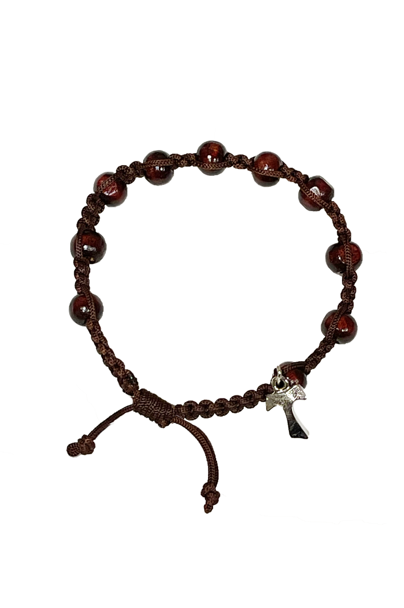 Adjustable Tau Cross Bracelet With Dark Beads