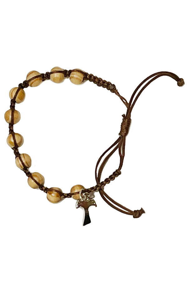 Adjustable Tau Cross Bracelet With Light Beads