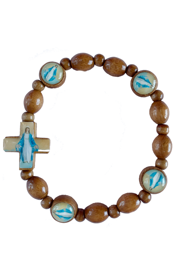 Our Lady of Grace Italian Olive Wood Stretch Bracelet