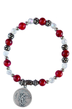 St. Michael Italian Beaded Charm Bracelet