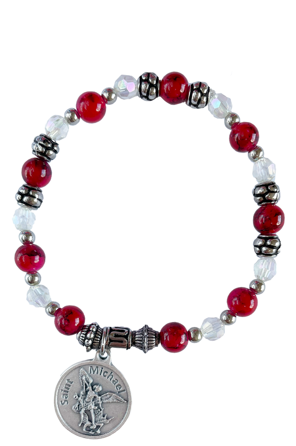 St. Michael Italian Beaded Charm Bracelet