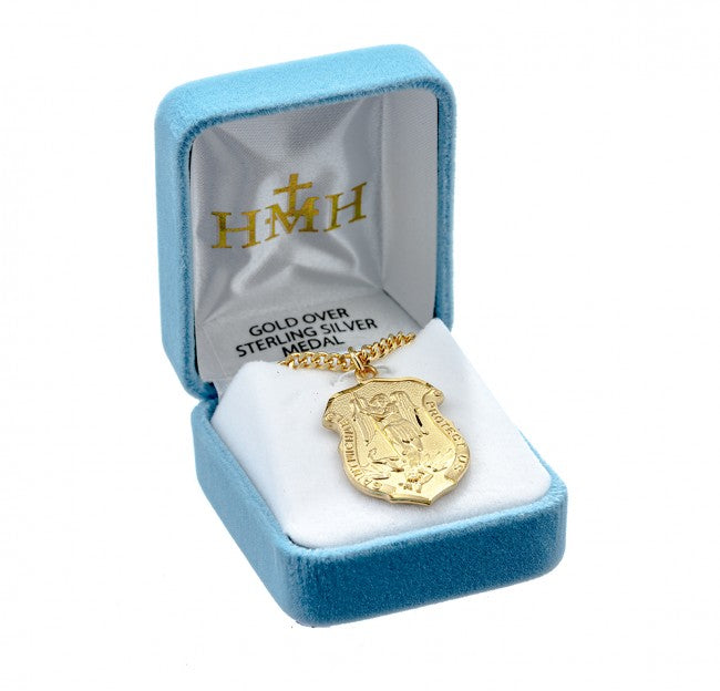 1.2" Saint Michael Gold Over Sterling Silver Badge Medal