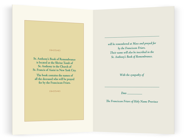 Book of Remembrance Memorial Card and Mass
