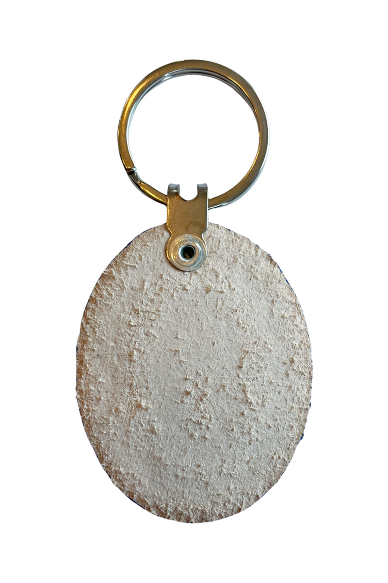Our Lady of Guadalupe Leather Key Ring - Blue