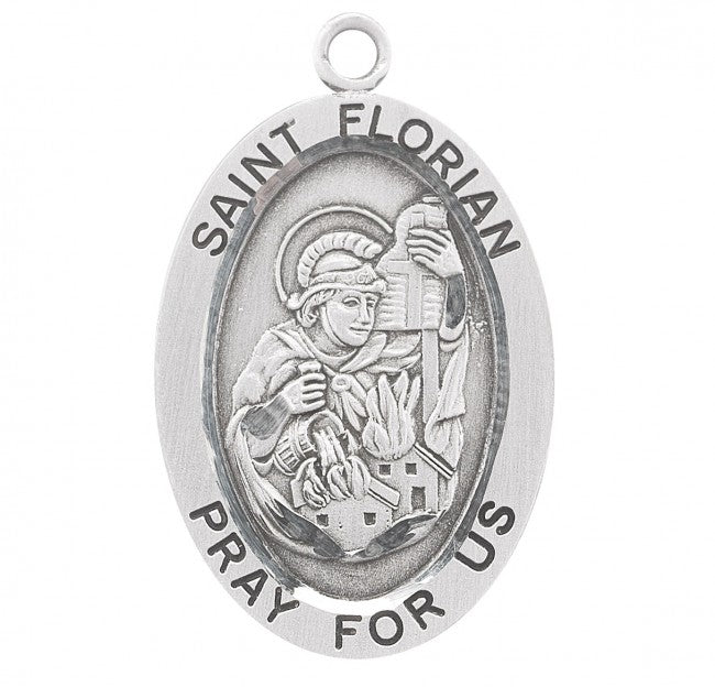 .9" St. FlorianOval Sterling Silver Medal