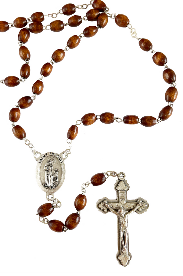 22" St. Francis Wooden Rosary