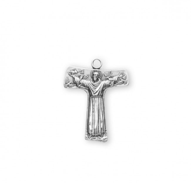 1" Saint Francis of Assisi "Tau" Sterling Silver Cross Medal