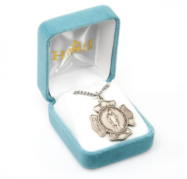 1.2" Saint Florian Sterling Silver Firefighter Medal