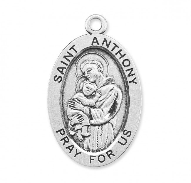 1.1" Patron Saint Anthony Oval Sterling Silver Medal