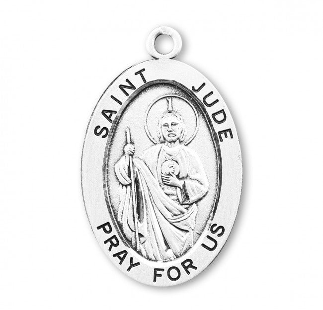 1.1" Patron Saint Jude Oval Sterling Silver Medal