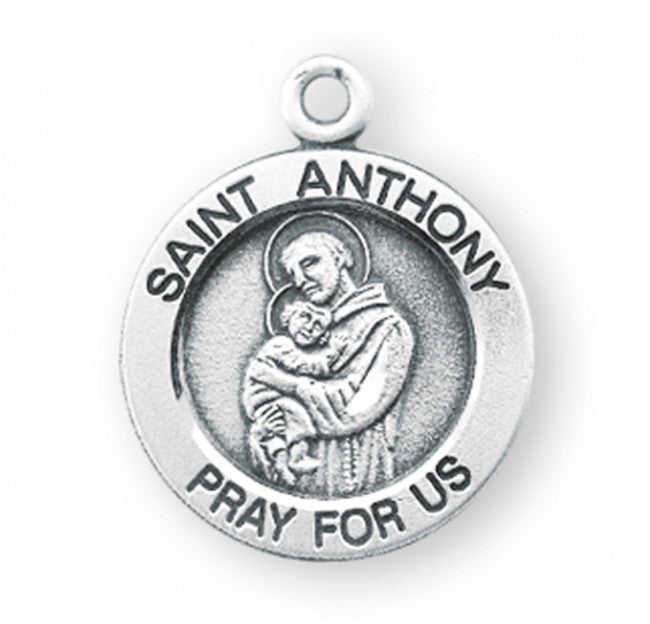 0.8" Patron Saint Anthony Round Sterling Silver Medal