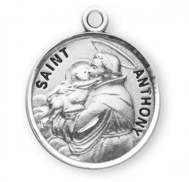 0.9" St. Anthony Round  Sterling Silver Medal