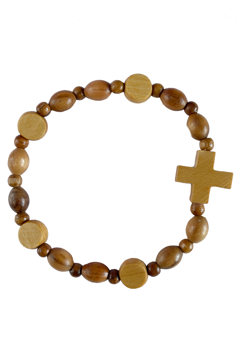 Our Lady of Grace Italian Olive Wood Stretch Bracelet